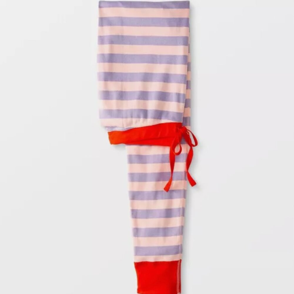 Hanna Andersson Long John Pajama Pants - pink and purple stripe with red